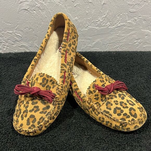 🔥 UGG Australia Mina Moccasins Slip-on Suede Leopard Print Driving Loafers - EU - Picture 1 of 11